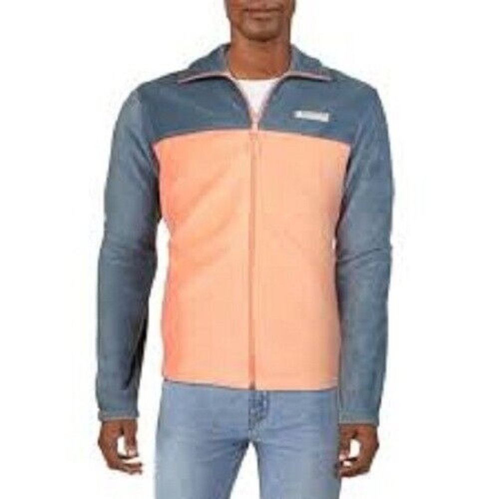Columbia Mens XXL Full Zip Fleece Long Sleeve Jacket Dark Mountain/Coral
